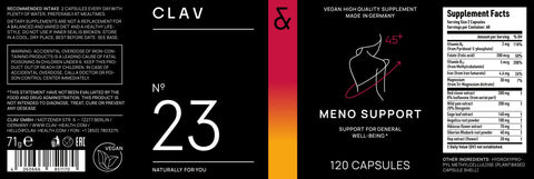 Meno Support, Supplement Facts label
